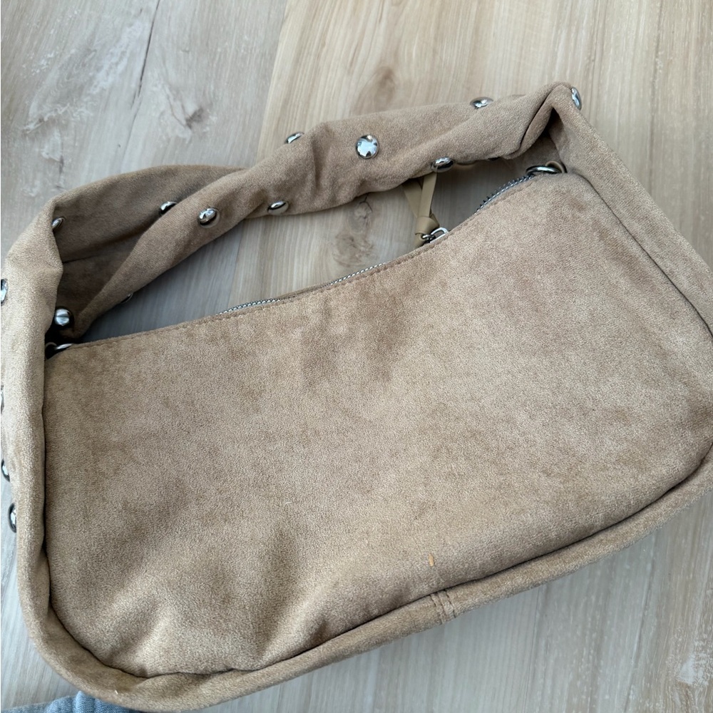 Studded Tan Shoulder Bag - Picture 6 of 11